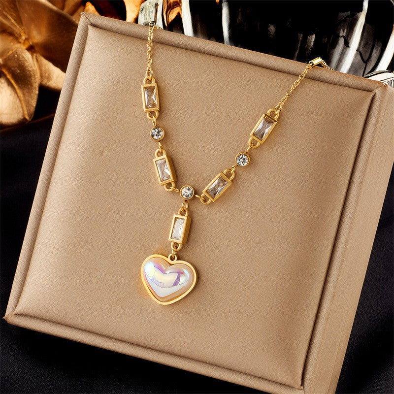 Sweet Minimalist Heart Titanium Steel Plated Necklace for Women
