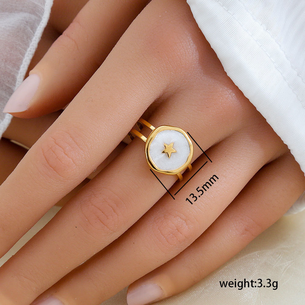 Minimalist Geometric Stainless Steel Gold-Plated Adjustable Open Ring for Women