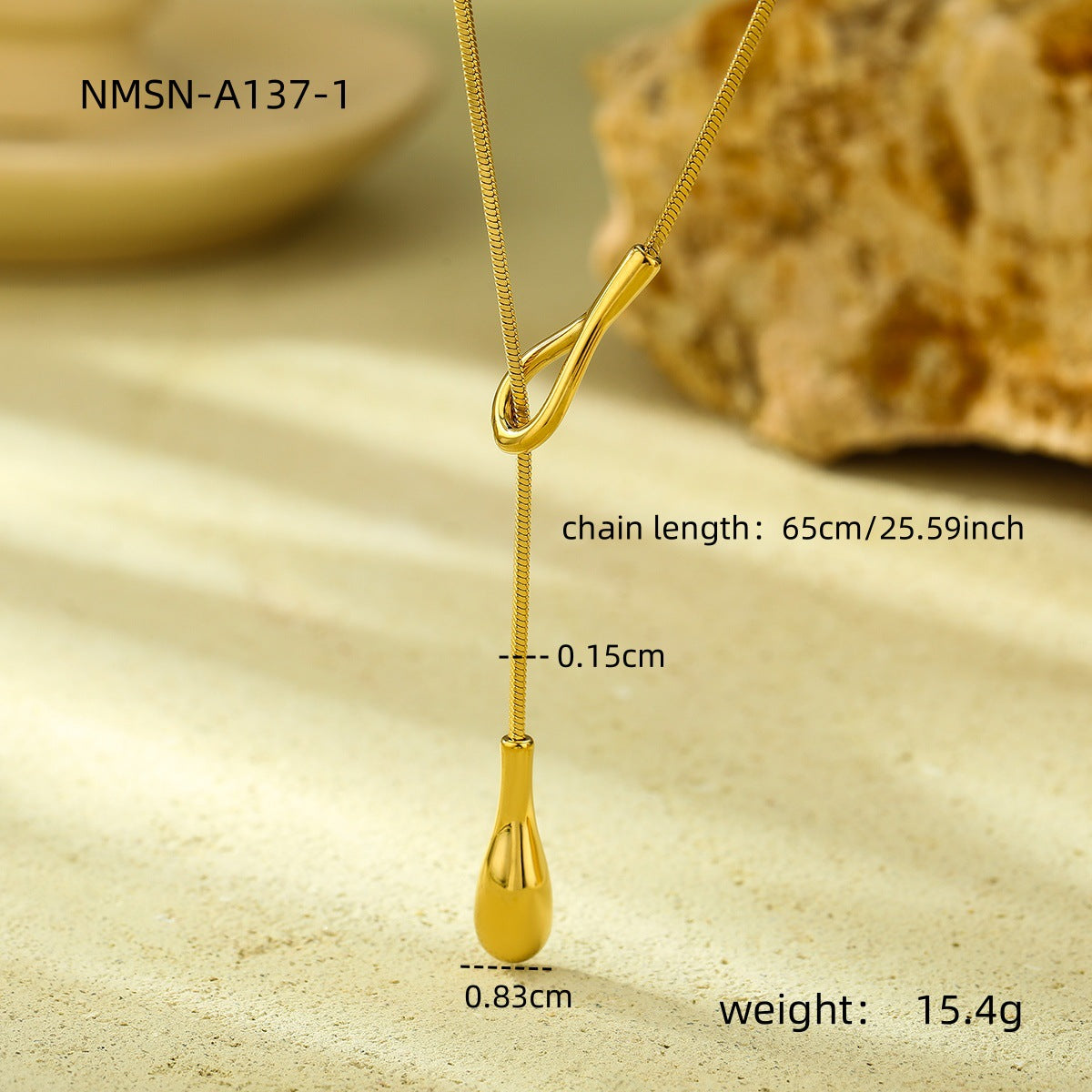 Minimalist Geometric Stainless Steel Necklace with 18K Gold Plating for Women