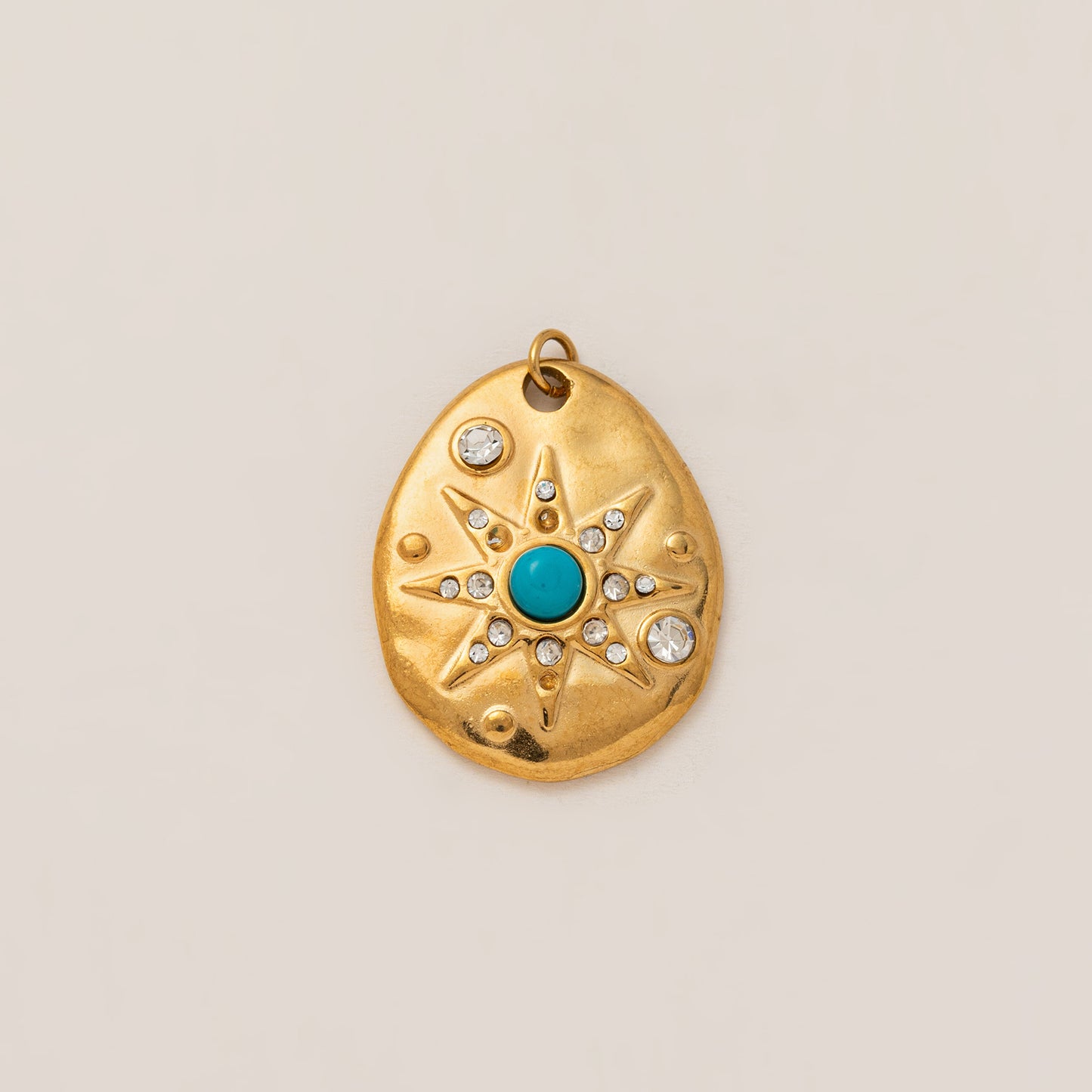 Vintage PVD 18K Gold Plated Stainless Steel Geometric Moon Sun Pendant Cable Chain Necklace Charm Bar