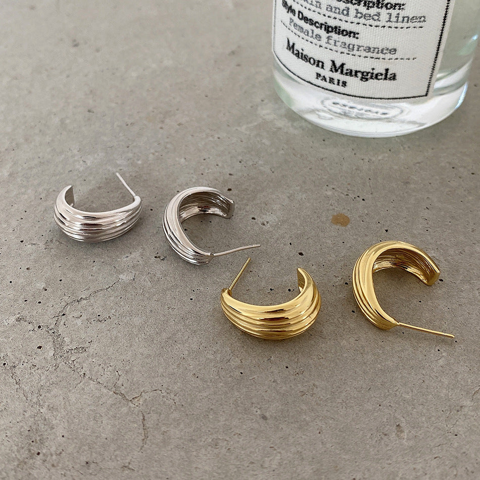 Minimalist 925 Sterling Silver Geometric Round Hoop Earrings