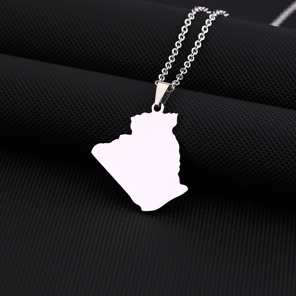 Collana pendente geometrica vintage in acciaio inossidabile con finitura smaltata unisex
