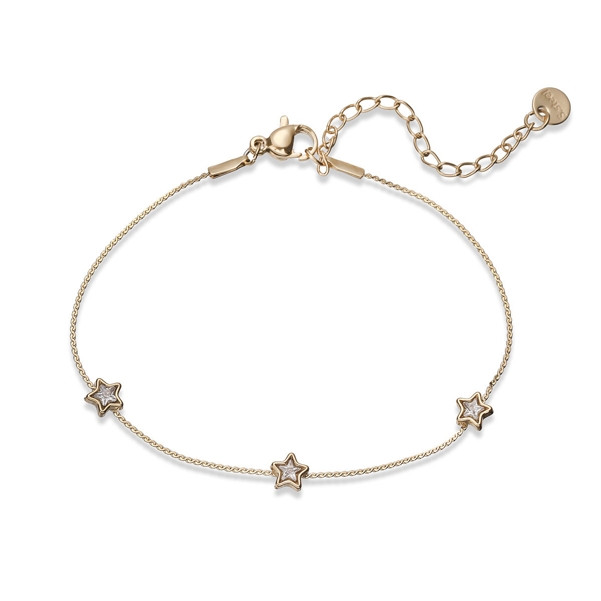 Minimalist Luxury 18K Gold Plated Geometric Stainless Steel Bracelet with Cubic Zirconia for Women