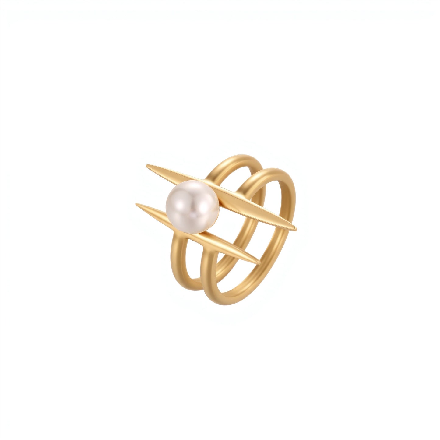 Anillo de acero inoxidable geométrico minimalista con acabado chapado, joyería de moda para mujer con banda abierta
