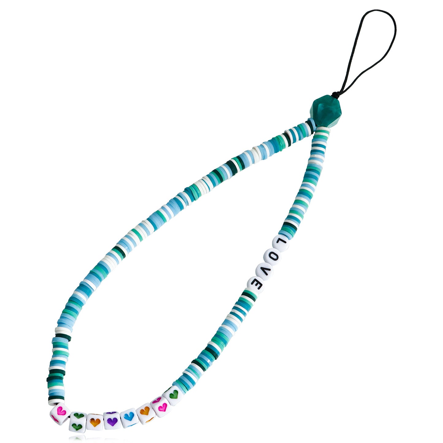 Minimalist Heart Floral Acrylic Plated Charm Bar Phone Strap