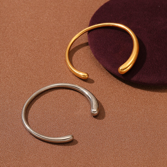 Elegante pulsera geométrica de acero inoxidable para mujer con baño de oro de 18K y acabado pulido