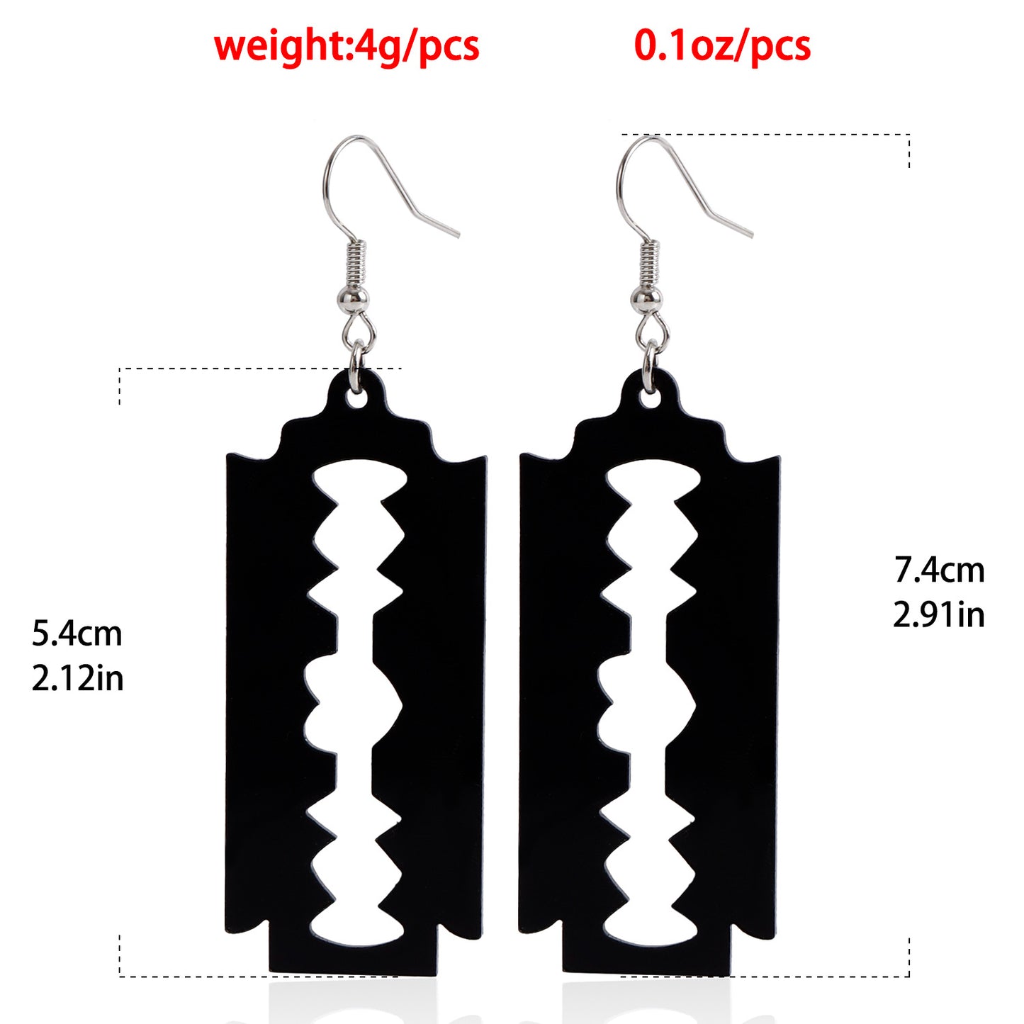 Geometric Blade-Shaped Alloy Earrings for Women with Plated Finish and Hollow-Cut Acrylic Accents