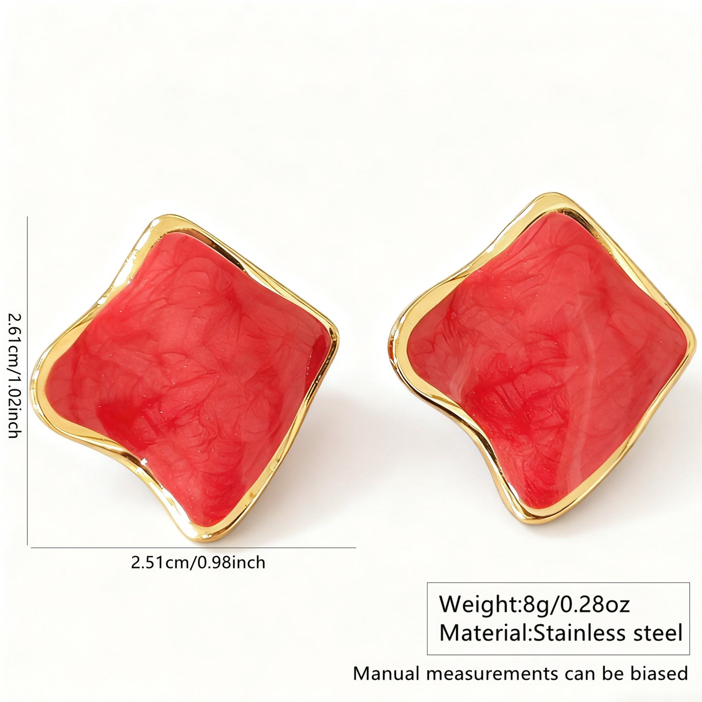 Sweet Streetwear Geometric Square Drip Oil Stainless Steel Earrings