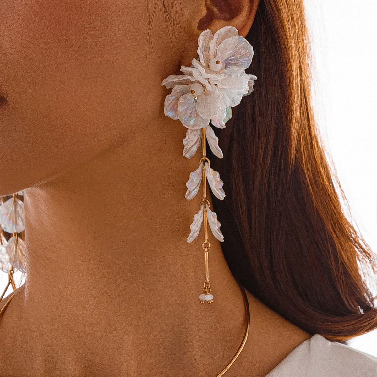 Minimalist Plated Acrylic Floral Earrings for Women