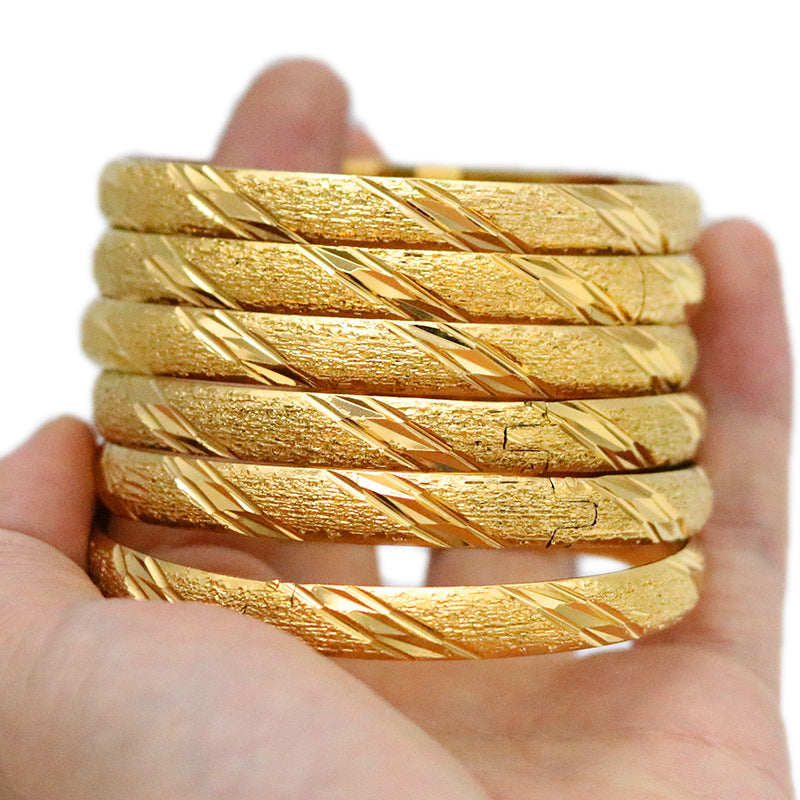 Luxury Elegant Geometric Brass PVD Plated Bangle Bracelet for Women