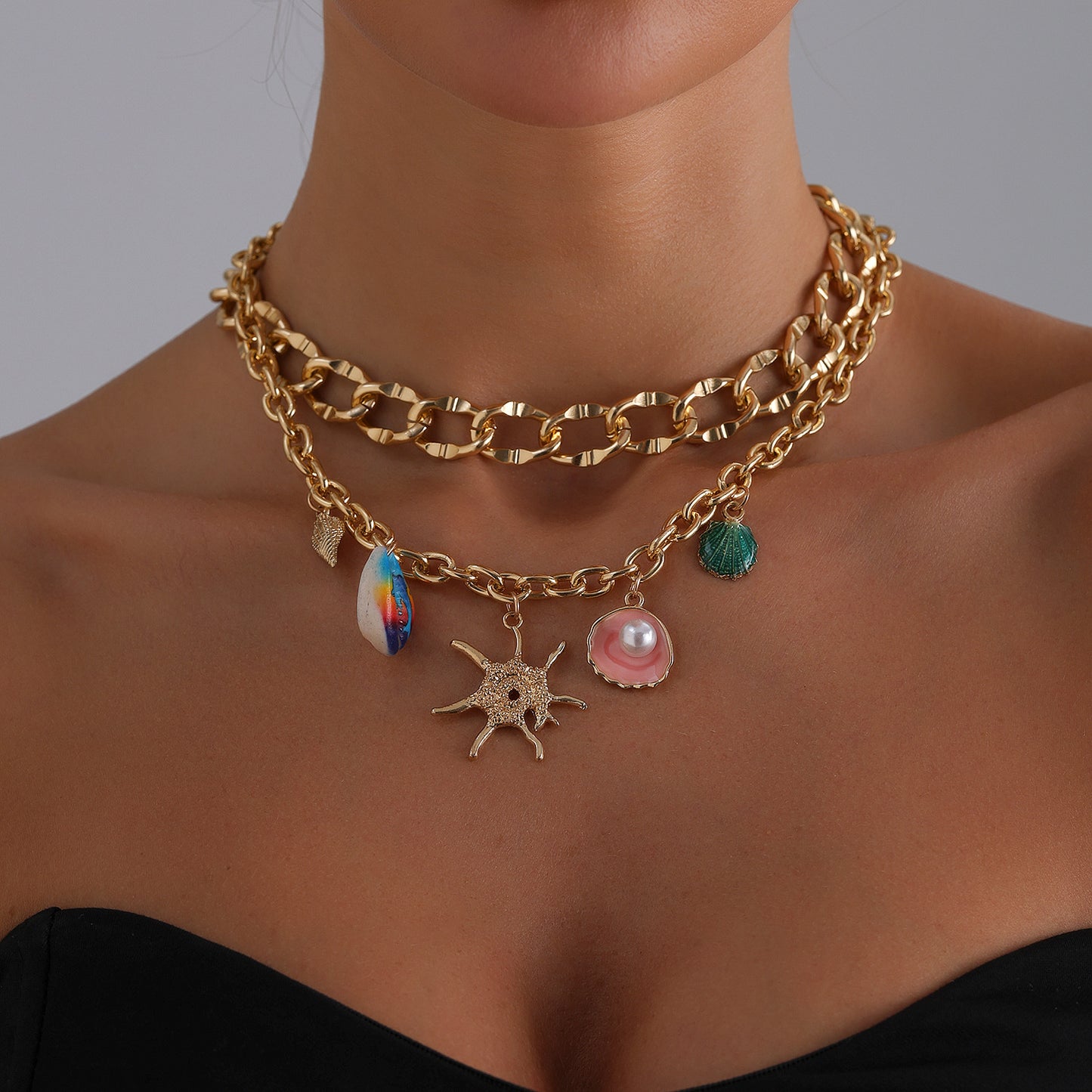 Minimalist Starfish Pendant Necklace in Alloy with Plated Finish for Women