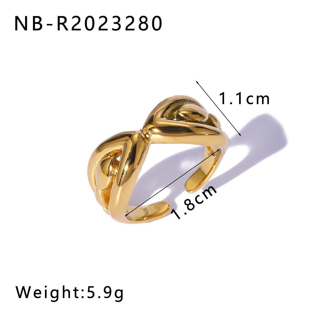 Minimalist Geometric Stainless Steel Ring with Rhinestone Inlay and 18K Vacuum Plating for Women and Men