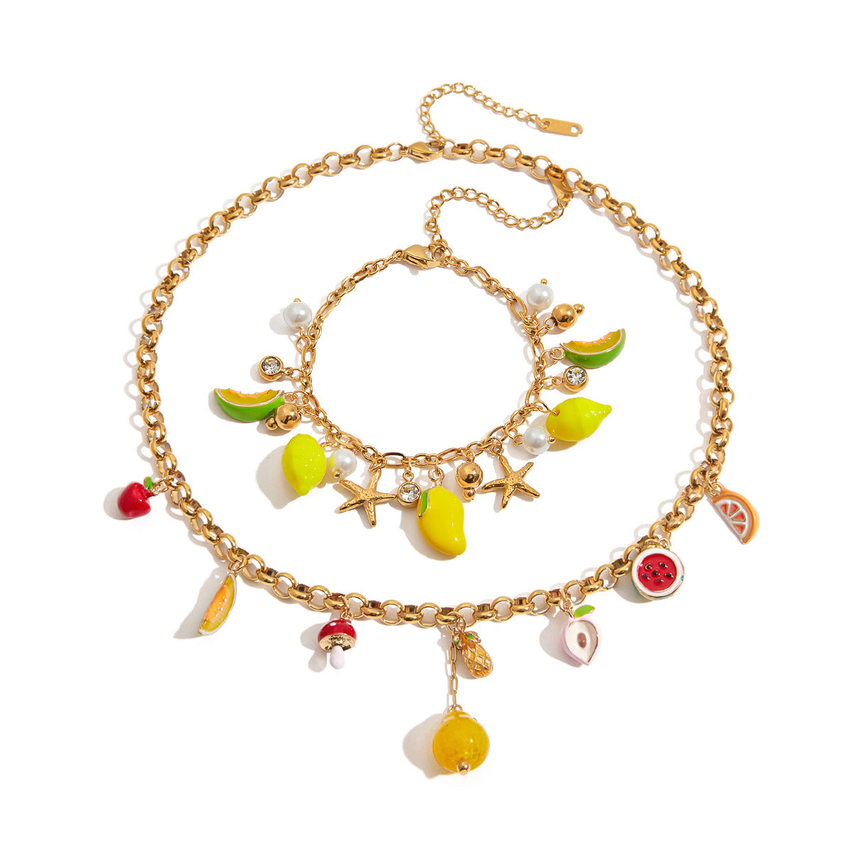Geometric Lemon Plated Stainless Steel Bracelet for Women