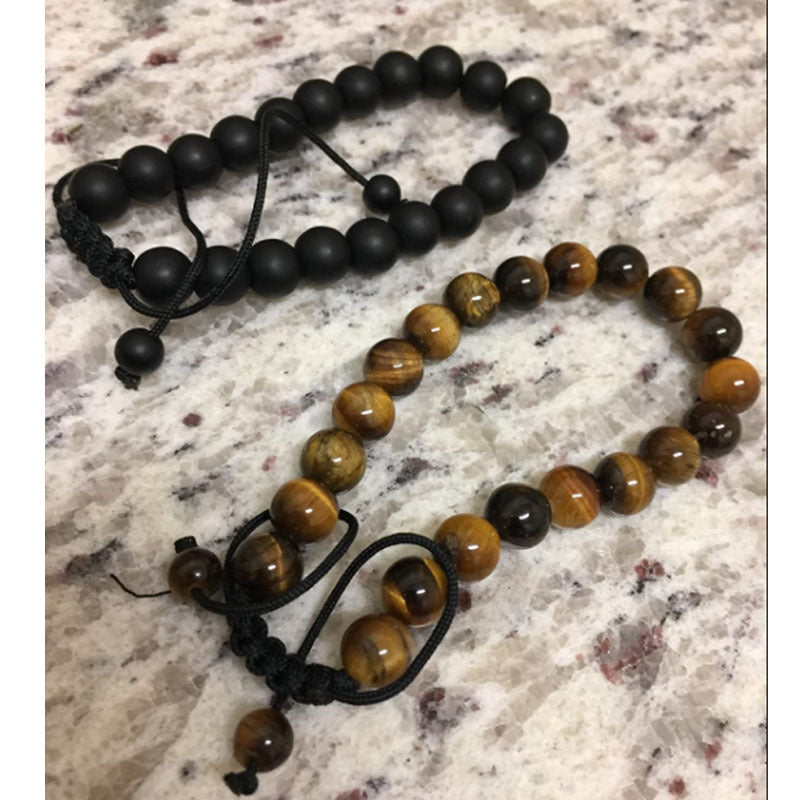 Geometric Tiger Eye Lava Stone Braided Bracelet Unisex Handmade Gift