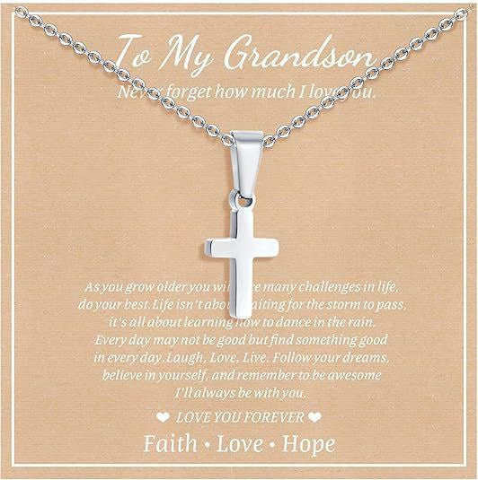 Elegant Business Geometric Cross Pendant Stainless Steel PVD Cable Chain Necklace Unisex