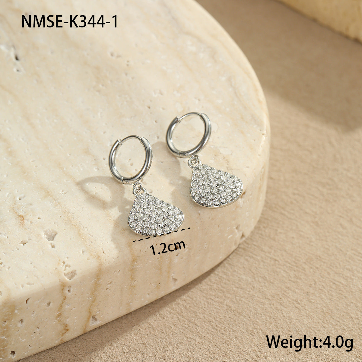 Pendientes de Acero Inoxidable con Forma de Estrella de Mar y Concha con Incrustaciones de Diamantes de Imitación para Mujer