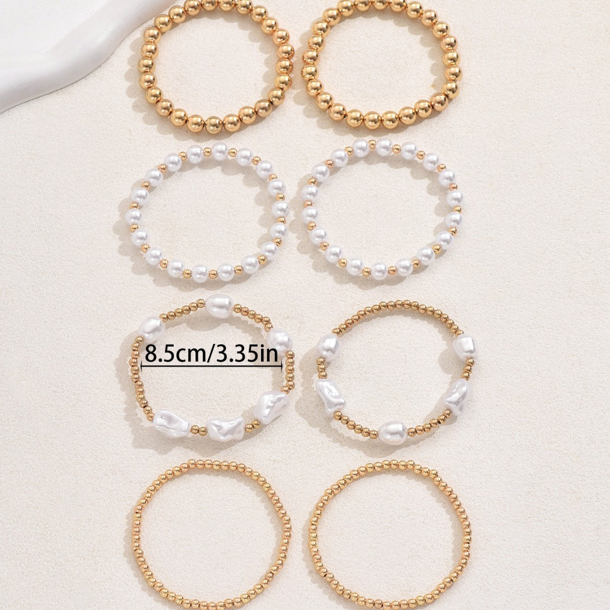 Juego de pulseras de perlas geométricas minimalistas con diseño trenzado para mujer
