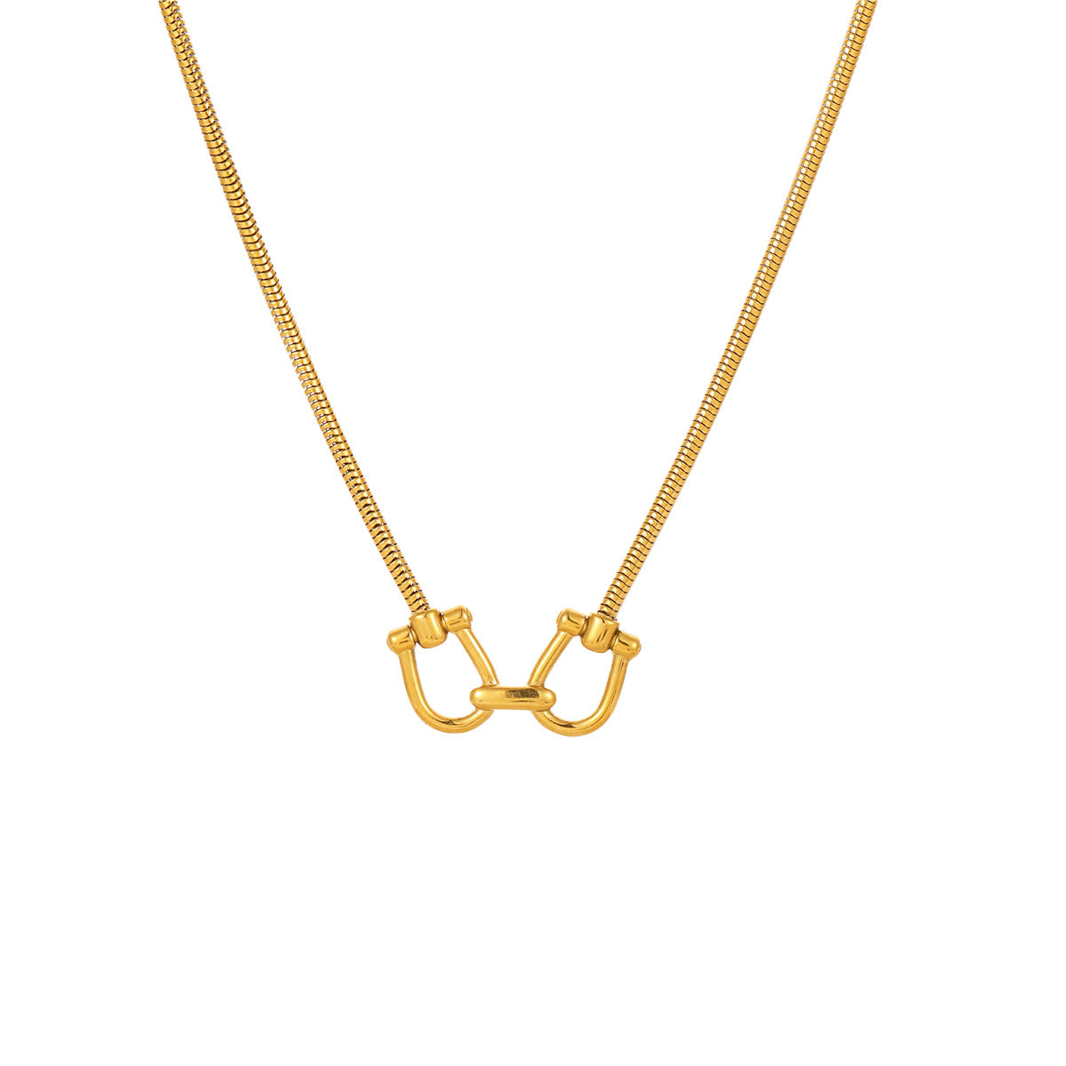 Collana geometrica in acciaio inossidabile con catena a serpente placcata oro 18 carati da donna