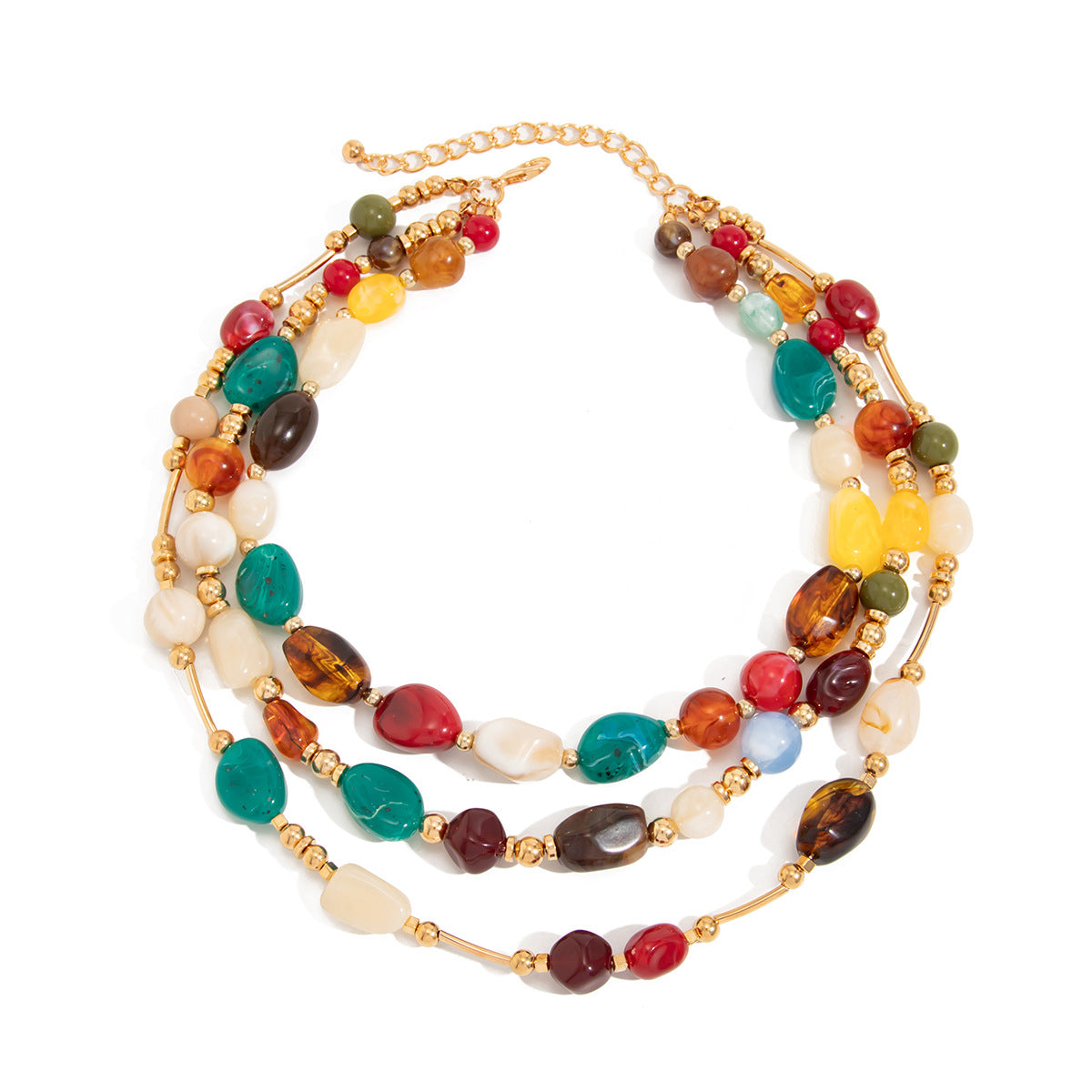 Vintage Gradient Resin Oval Geometric Pendant Acrylic Plated Necklace for Women