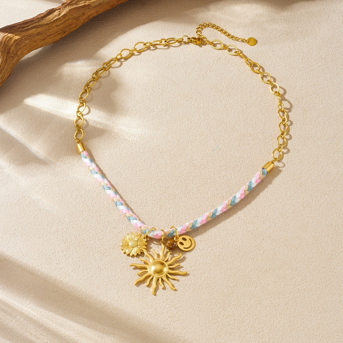 Sweet Gold Plated Stainless Steel Sunflower Pendant Necklace for Women