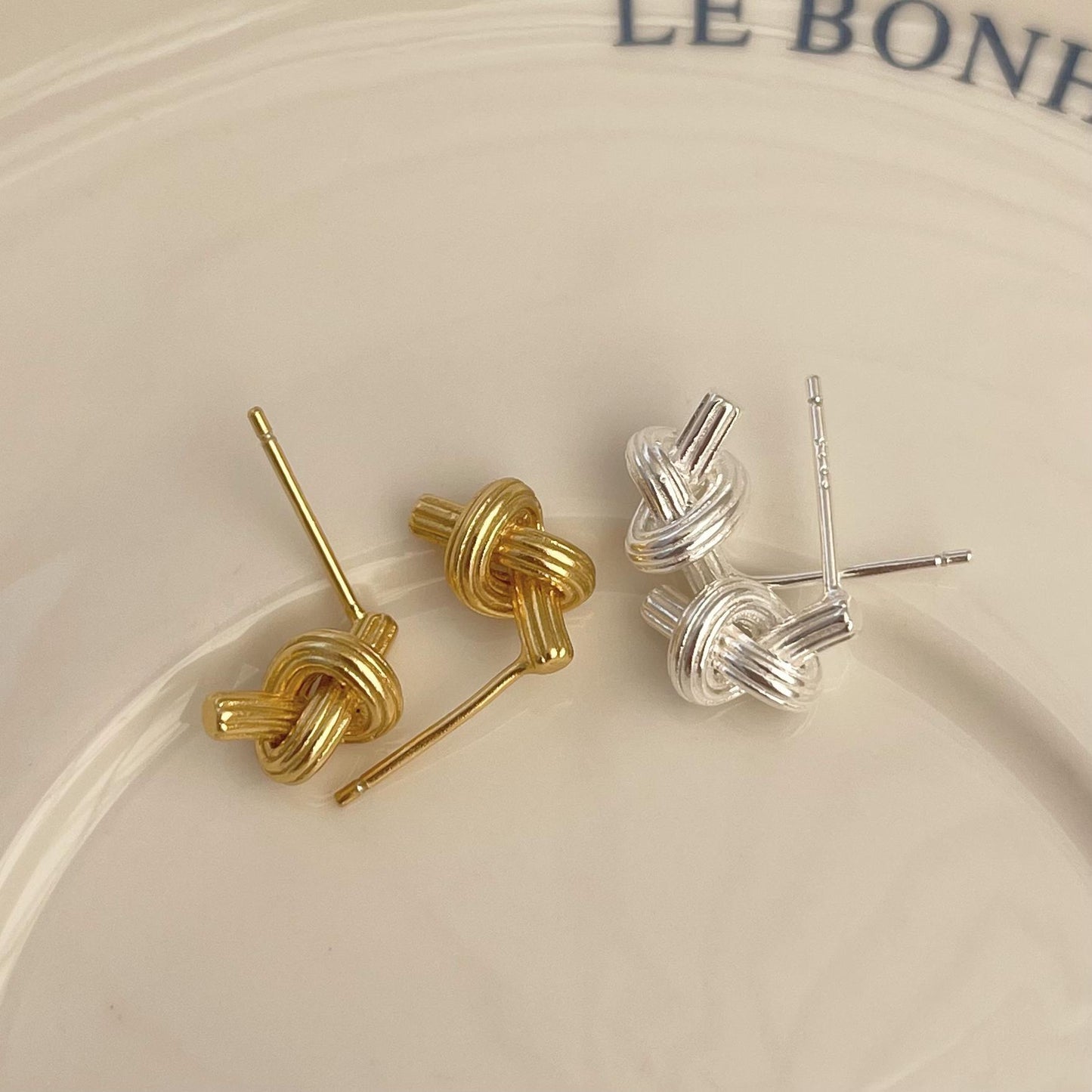 Minimalist Geometric Square Letter Stud Earrings in 925 Sterling Silver with Gold Plating