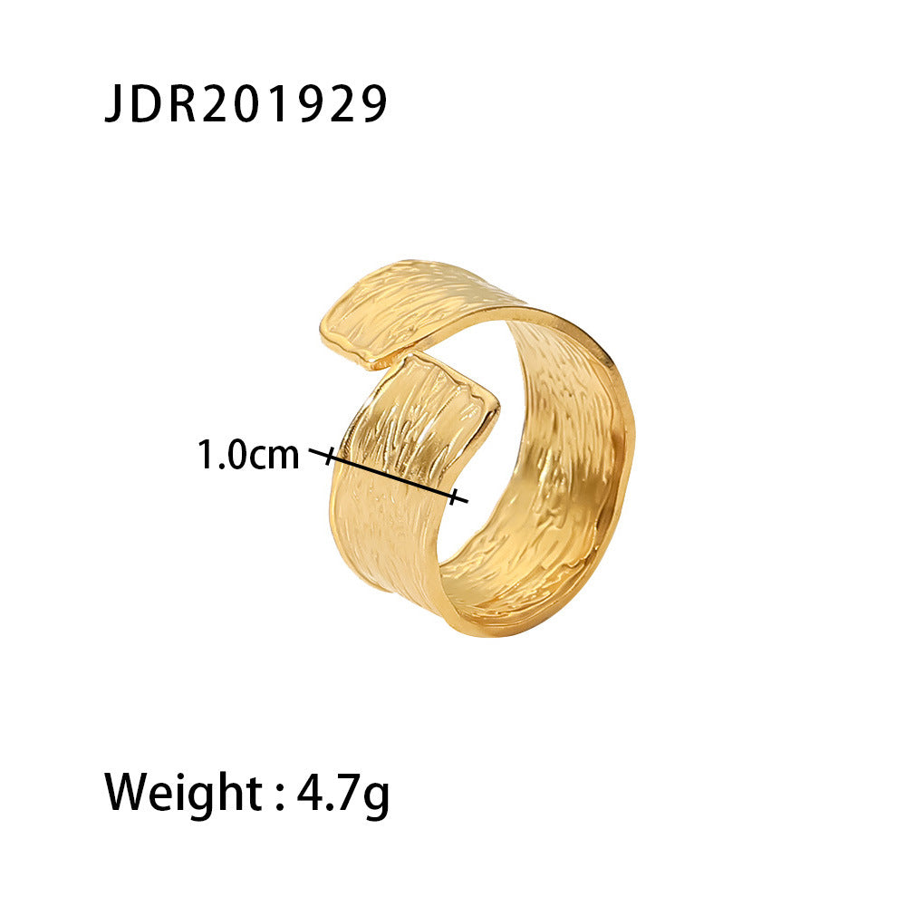 Anello Regolabile in Acciaio Inossidabile con Placcatura in Oro 18K, Forma Geometrica, Gioielli alla Moda per Donne