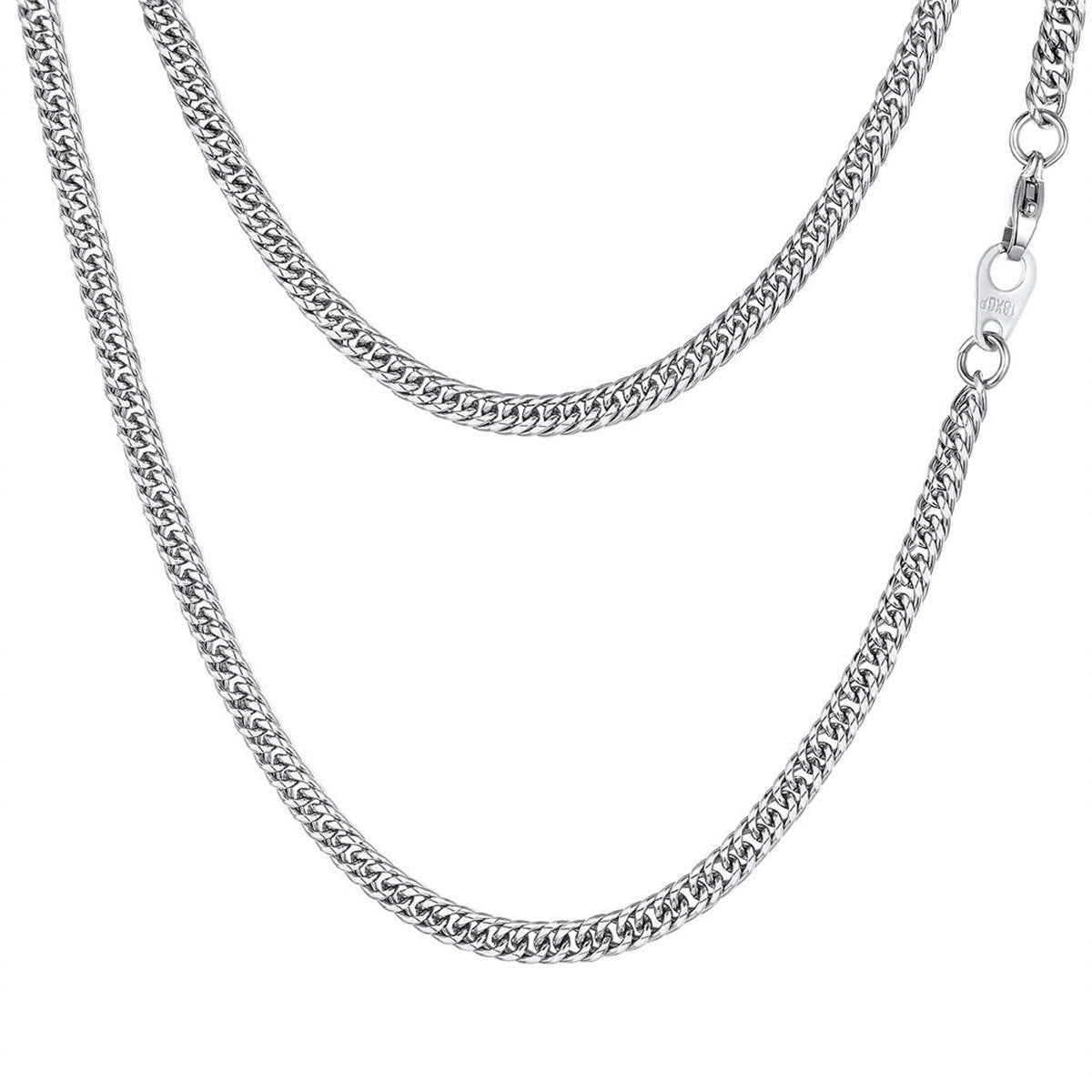 Men's Geometric Cuban Chain Necklace in Stainless Steel with Electroplating Finish for Everyday Wear