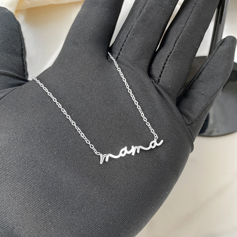 Minimalist Titanium Steel Letter Pendant Necklace Plated Cable Chain Unisex Jewelry