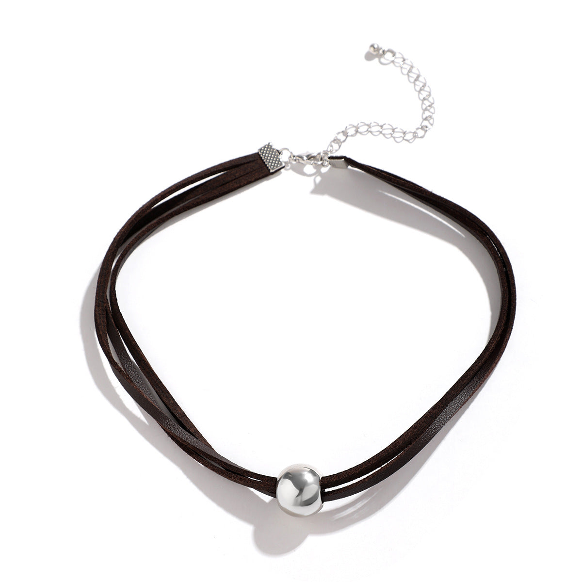 Collana Girocollo Minimalista Geometrica con Perline per Donna con Catena Metallica Regolabile e Finitura Galvanizzata