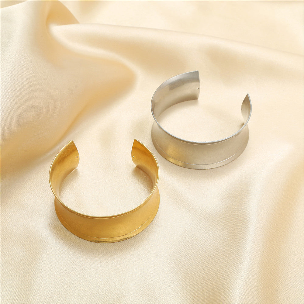 Geometric Alloy Plated Open Cuff Bracelet for Women
