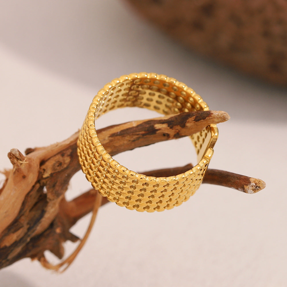 Anello minimalista geometrico in acciaio inossidabile placcato oro 18K da donna, gioiello alla moda per chi si sposta per lavoro