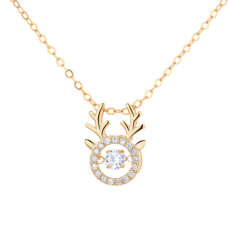Minimalist Geometric Titanium Steel Necklace with Zircon Inlay for Women