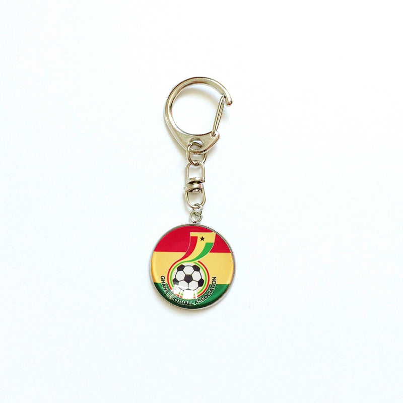 Sporty Round Stainless Steel Keychain National Football Team Souvenir Gift
