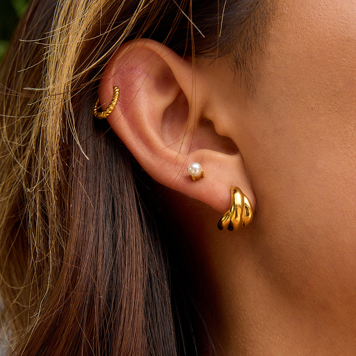 Pendientes de Aro Minimalistas Geométricos de Acero Inoxidable con Acabado Pulido para Mujer