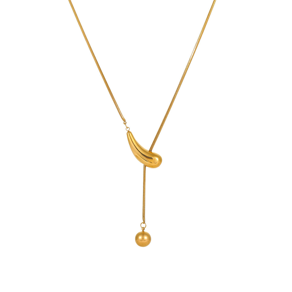 Fashionable Geometric Stainless Steel Snake Chain Necklace with 18K Gold Plating Lightweight Luxury Y-Shape Design for Women