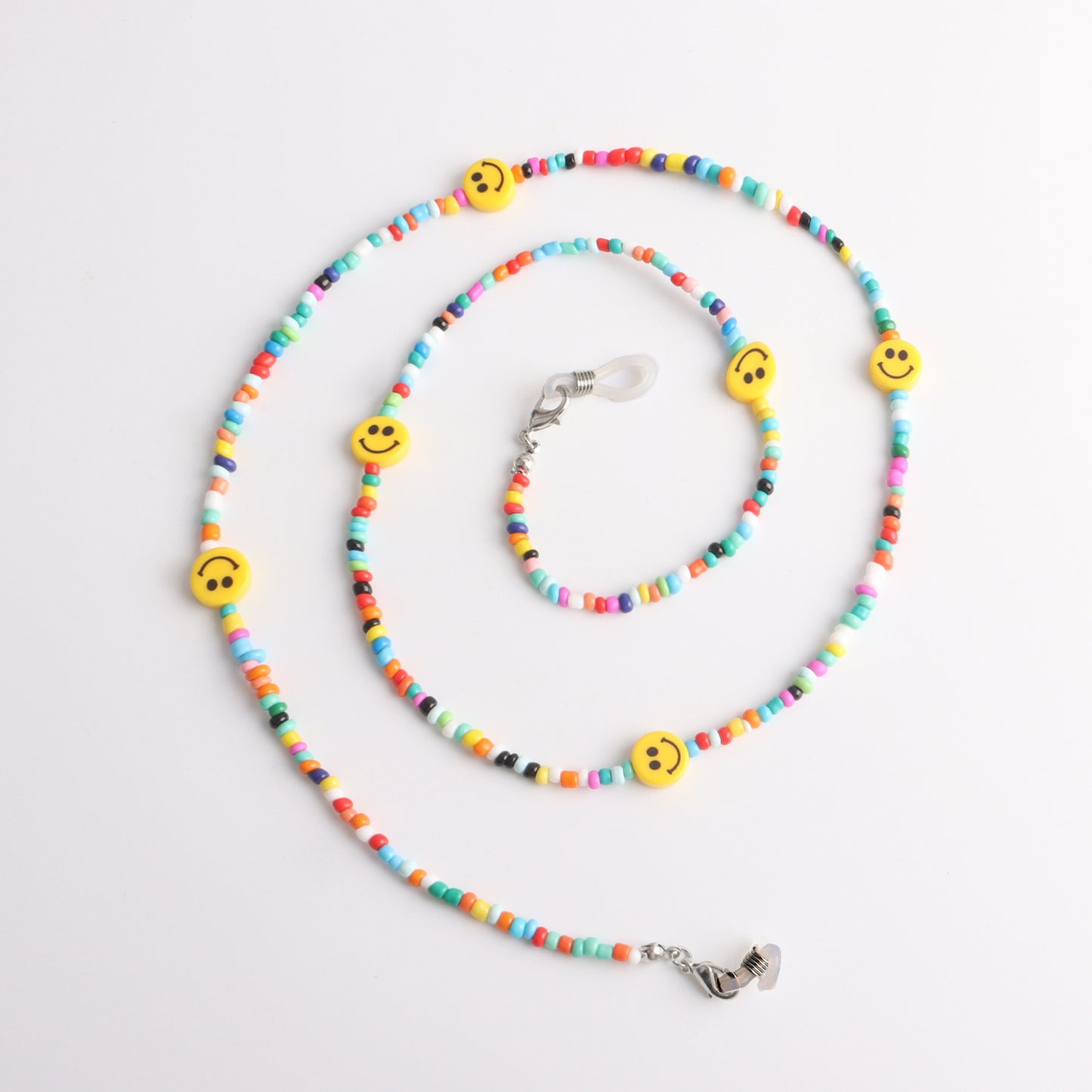 Colorful Acrylic Beaded Eyeglass Chain with Smiley Face Pattern for Women