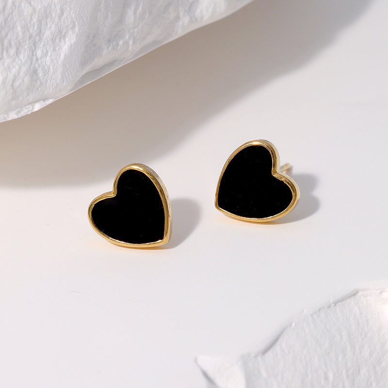 Orecchini a Cuore Minimalisti in Acciaio Inox con Placcatura in Oro, Impermeabili, Stile Dolce, con Design a Goccia, da Donna