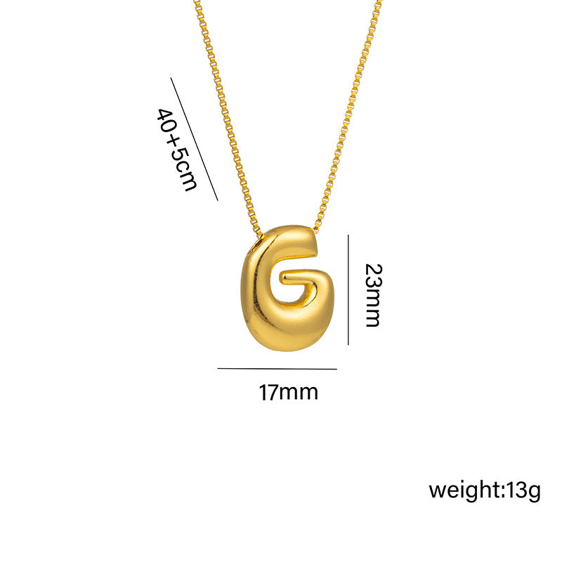 Bonito collar con dije de burbuja en forma de letra Q, estilo Q, de acero de titanio con chapado en oro de 18 quilates para mujer