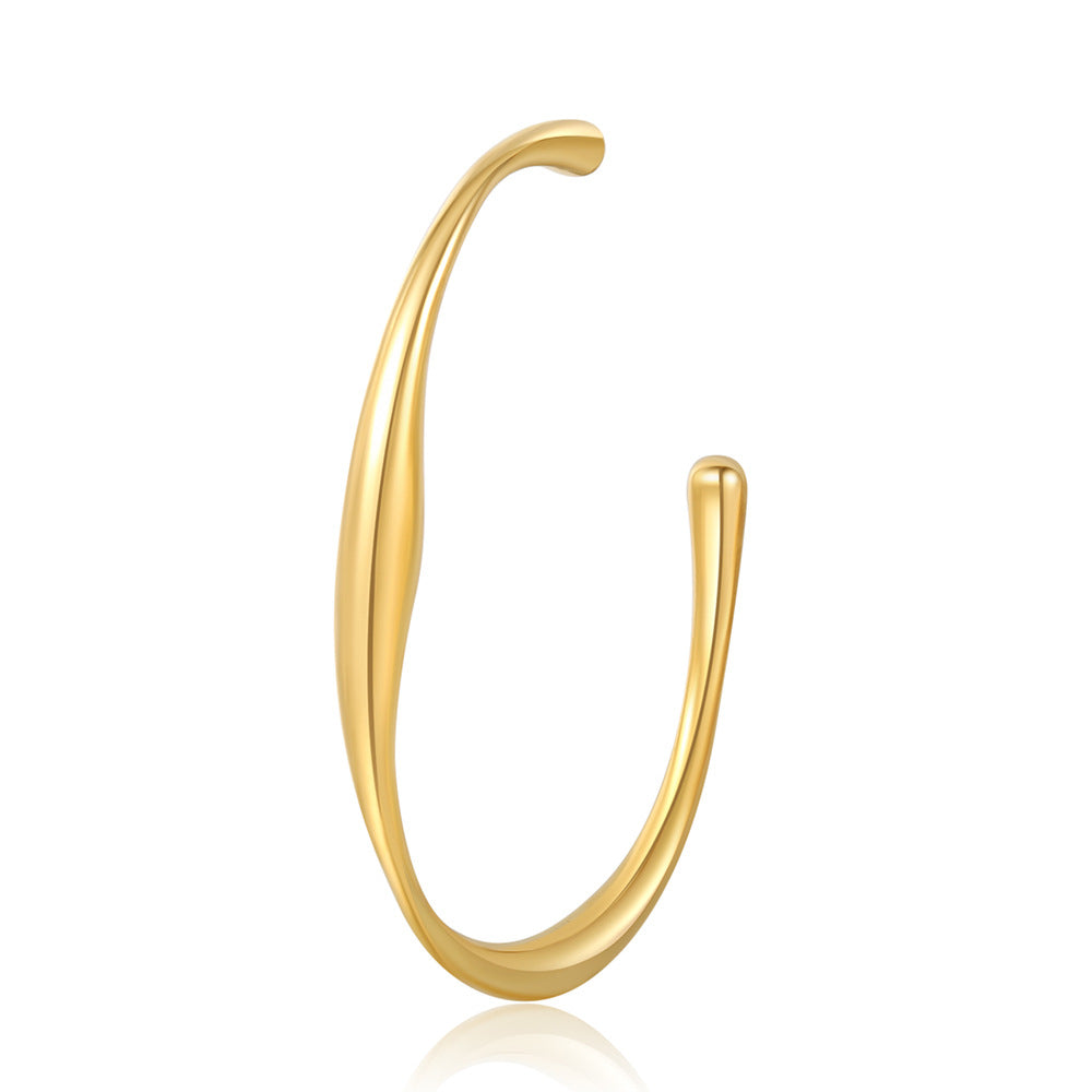 18K Gold Plated Geometric Round Open Cuff Titanium Steel Bracelet for Women
