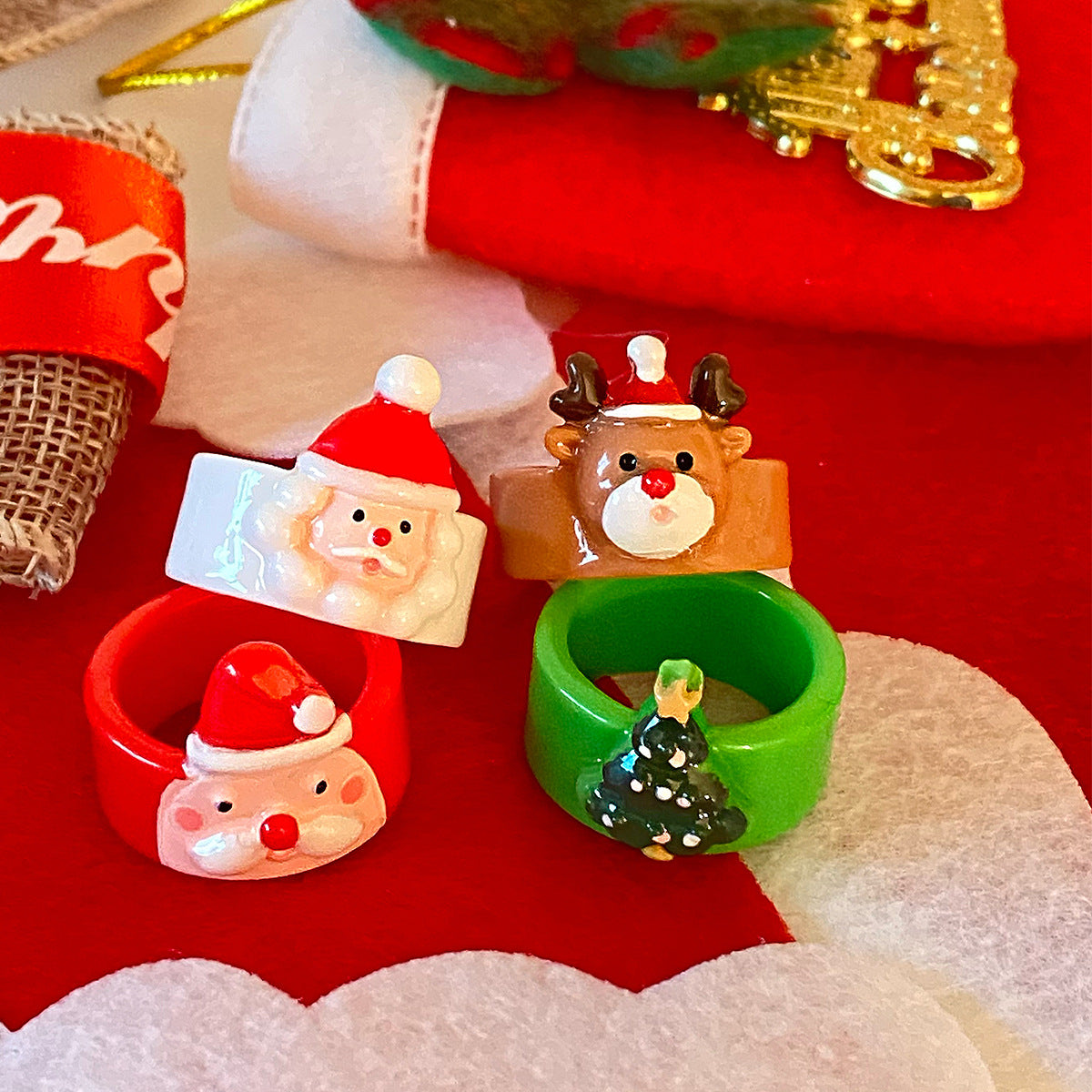 Sweet Cartoon Animal Acrylic Ring for Women Christmas Gift