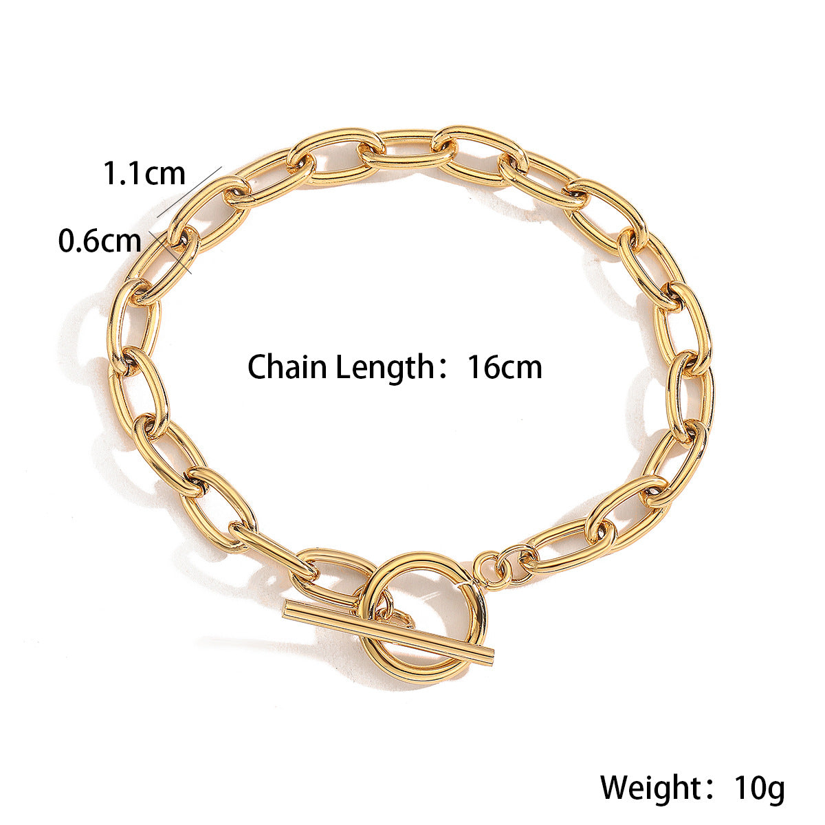 Pulsera de acero inoxidable geométrica minimalista para mujer con baño de oro de 18 quilates y detalles microincrustados