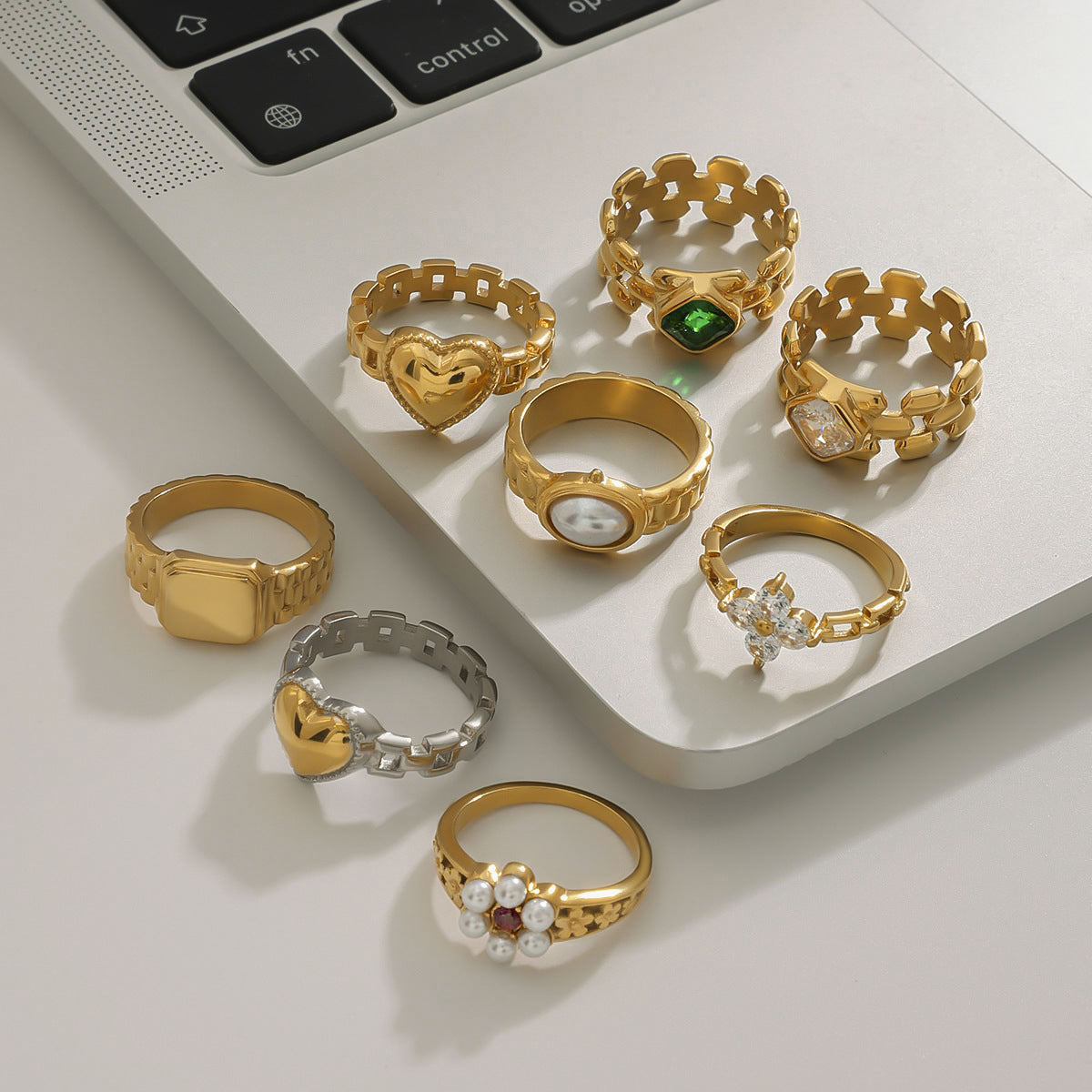 Geometric Butterfly Plated Stainless Steel Ring for Women