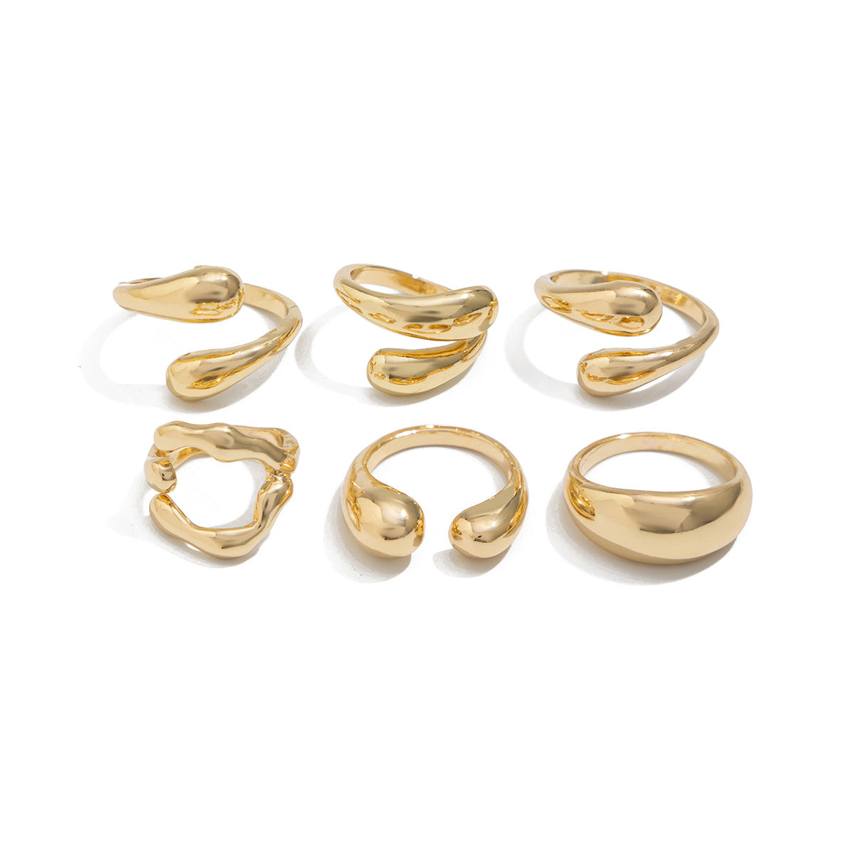 Anello da donna minimalista geometrico a goccia in lega con finitura placcata Anello da dito aperto impilabile