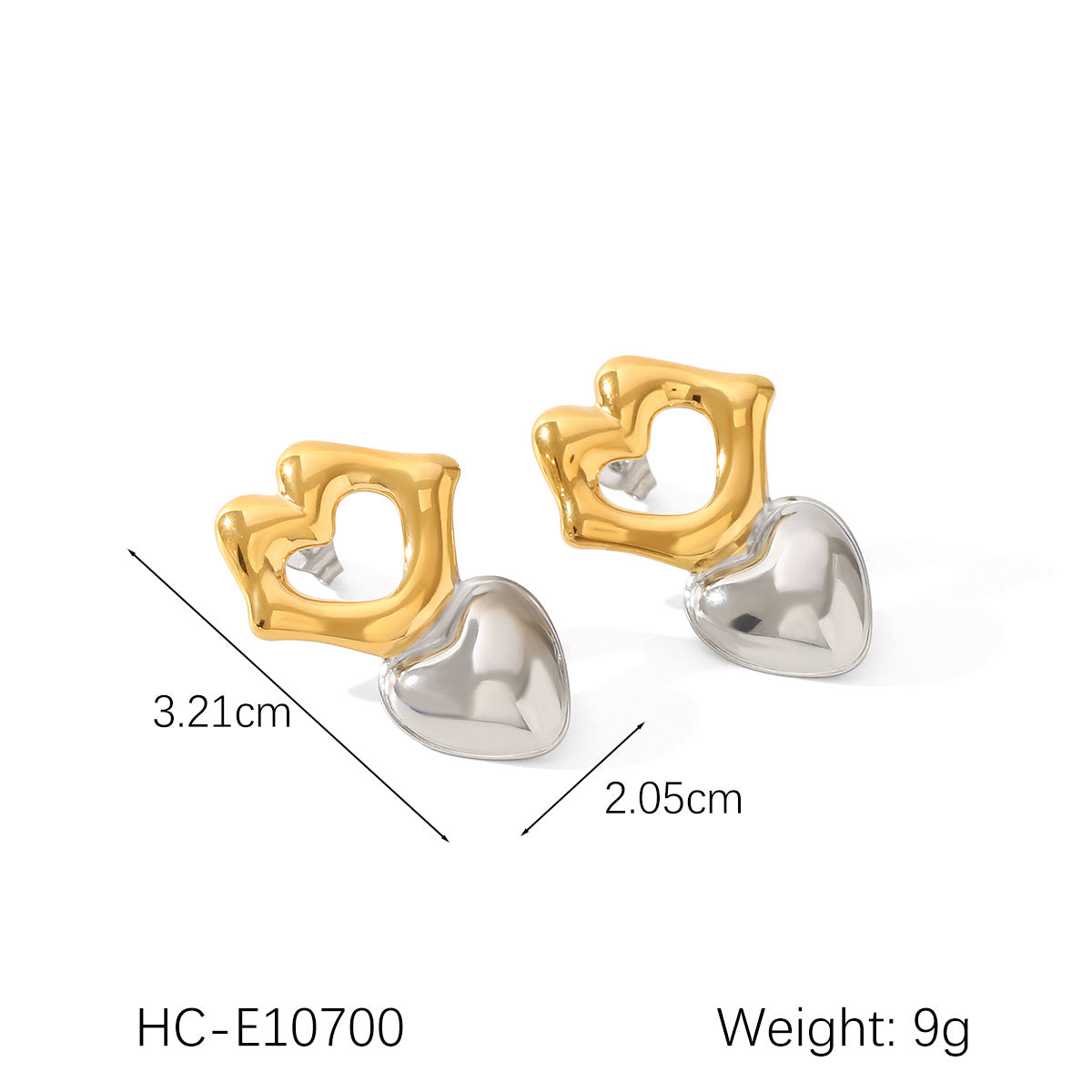 Orecchini a perno da donna in acciaio inossidabile con texture geometrica, placcatura in oro e argento e design a stella a cinque punte