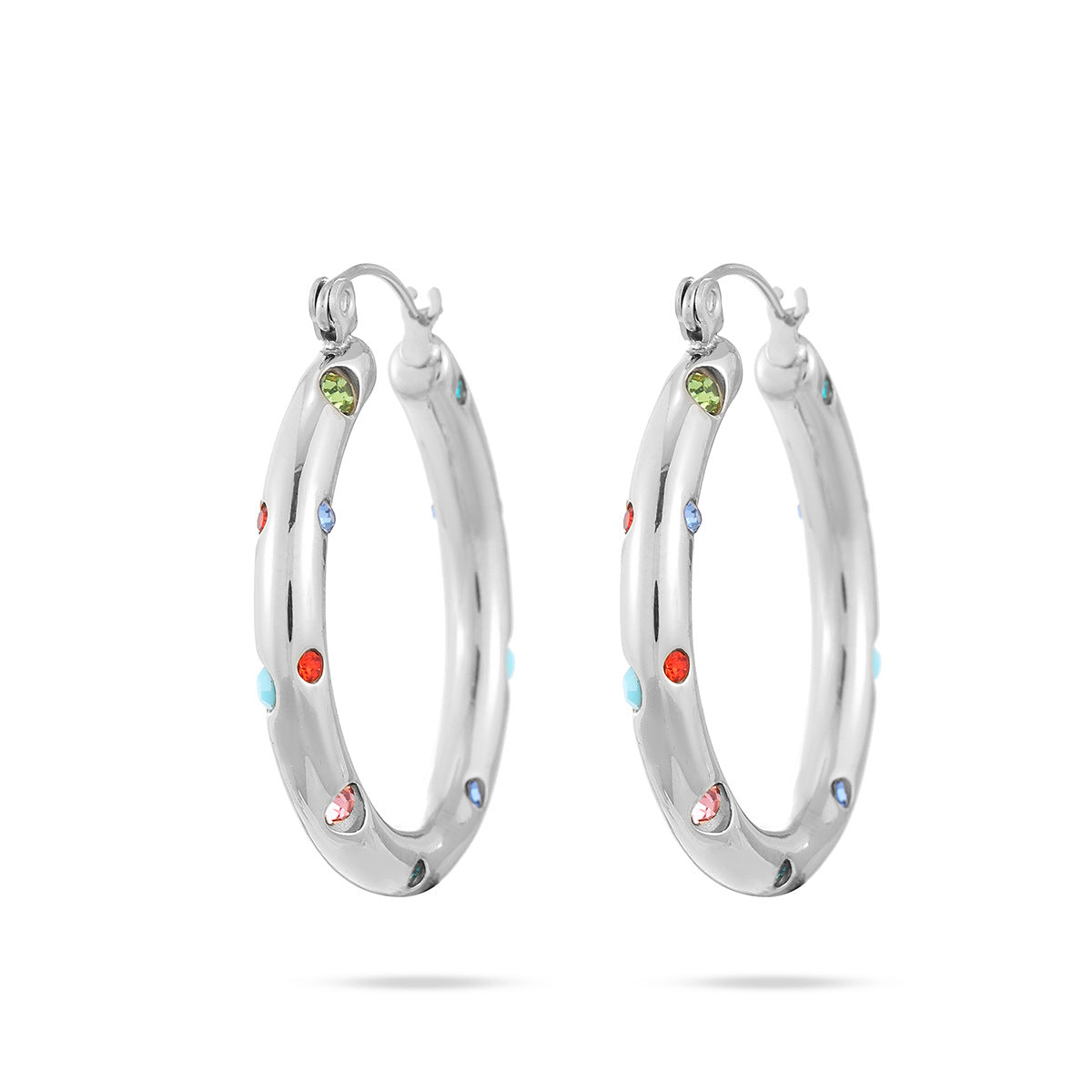 Pendientes geométricos de acero inoxidable de moda con baño de oro de 18 quilates y detalles de pedrería para mujer