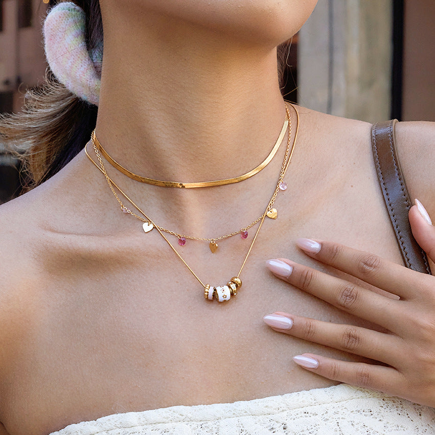 Collana con Ciondolo Geometrico Minimalista in Acciaio al Titanio Placcato per Donna