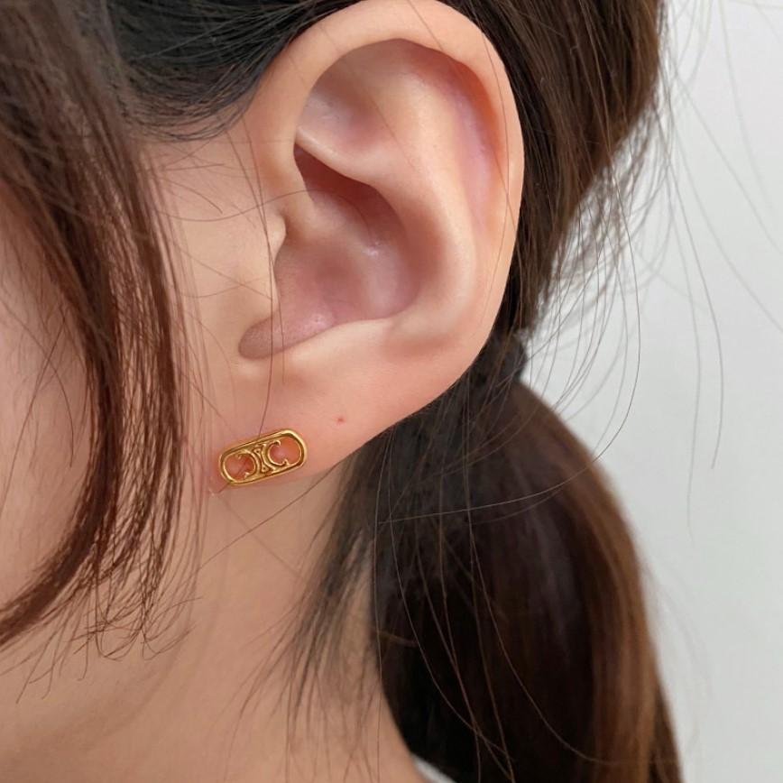 Minimalist Arch-Shaped 925 Sterling Silver Stud Earrings with Pearl Inlay for Women