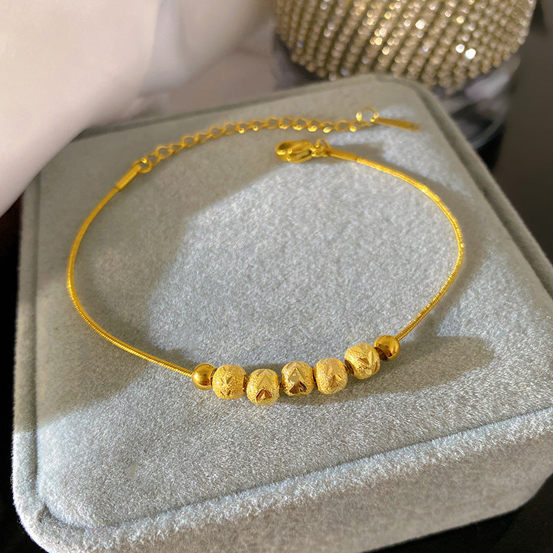 Vintage Minimalist Round Geometric Titanium Steel Plated Snake Chain Bracelet