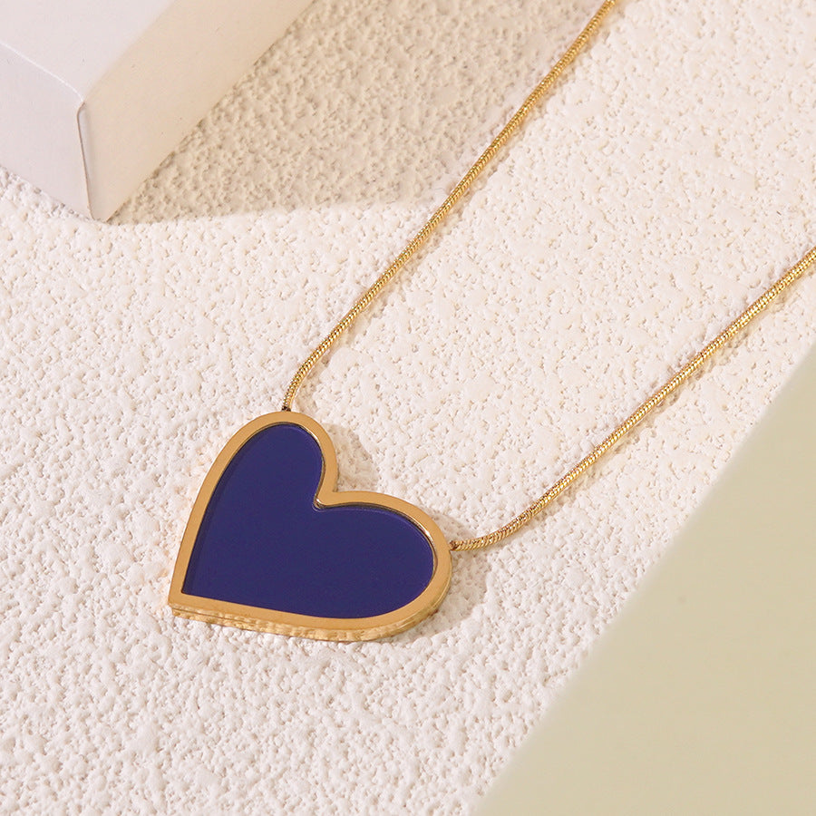 Elegante collana a cuore in acciaio inossidabile placcato con catena a serpente gioielli unisex
