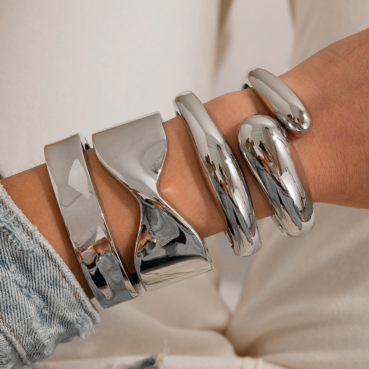 Minimalist Geometric Square Plated Alloy Cuff Bracelet